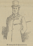 Illustration of the Marquis of Queensberry in El Heraldo de Madrid, based on the portrait taken by Benjamin J. Falk at his photography studio in New York City.